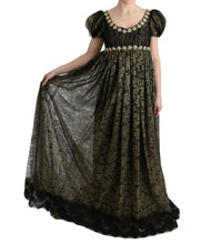 Black Yellow Crystal Lace Shift Dress Dolce & Gabbana