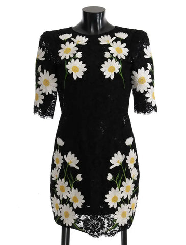 Black Floral Lace Chamomile Sicily Dress Dolce & Gabbana