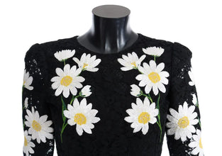 Black Floral Lace Chamomile Sicily Dress Dolce & Gabbana