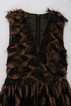 Black Silk Brown Fringes A-Line Dress Dolce & Gabbana