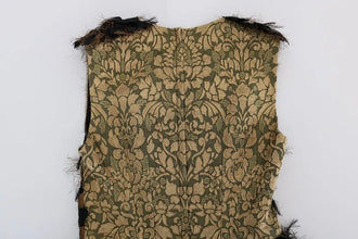 Black Silk Brown Fringes A-Line Dress Dolce & Gabbana