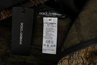 Black Silk Brown Fringes A-Line Dress Dolce & Gabbana