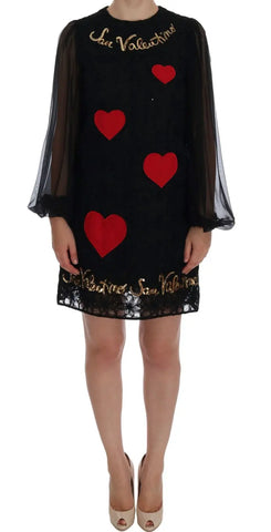 Black San Valentino Sequined Shift Dress Dolce & Gabbana