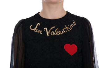 Black San Valentino Sequined Shift Dress Dolce & Gabbana