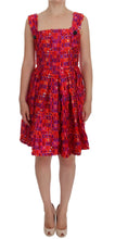 Pink Patterned A-line Above Knees Dress Dolce & Gabbana