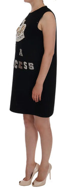 Black I AM A PRINCESS Crystal Shift Dress Dolce & Gabbana