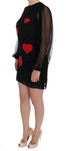 Black Lace Red Heart Shift Dress Dolce & Gabbana