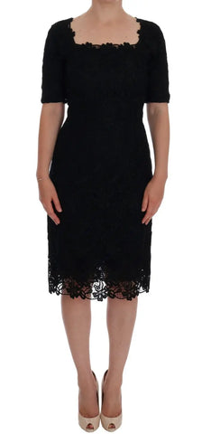 Black Floral Ricamo Sheath Dress Dolce & Gabbana