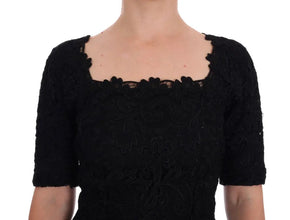 Black Floral Ricamo Sheath Dress Dolce & Gabbana