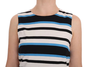 Blue White Striped Silk Stretch Shift Dress Dolce & Gabbana