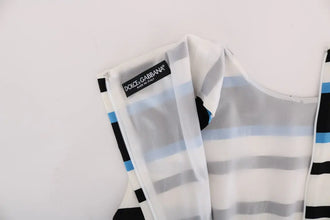 Blue White Striped Silk Stretch Shift Dress Dolce & Gabbana