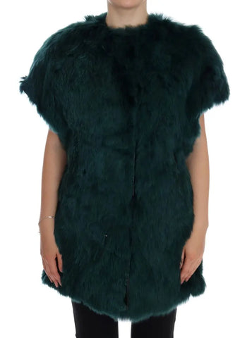 Green Alpaca Fur Vest Sleeveless Jacket Dolce & Gabbana