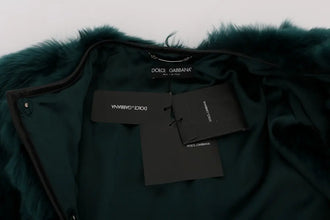 Green Alpaca Fur Vest Sleeveless Jacket Dolce & Gabbana