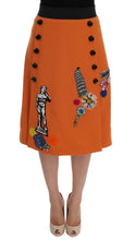 Orange Wool Crystal Sequin Appliques Skirt Dolce & Gabbana