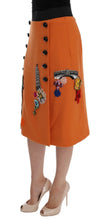 Orange Wool Crystal Sequin Appliques Skirt Dolce & Gabbana