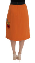 Orange Wool Crystal Sequin Appliques Skirt Dolce & Gabbana