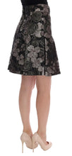 Black Silver Brocade Floral Skirt Dolce & Gabbana