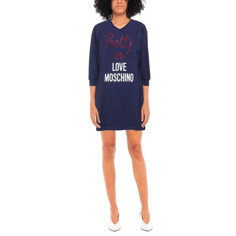 Blue Cotton Women Dress Love Moschino