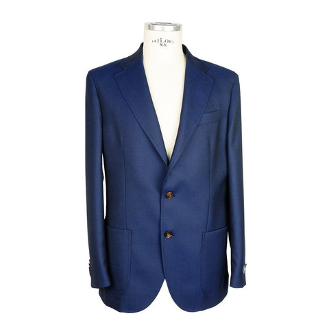 Blue Wool Men Blazer Emilio Romanelli