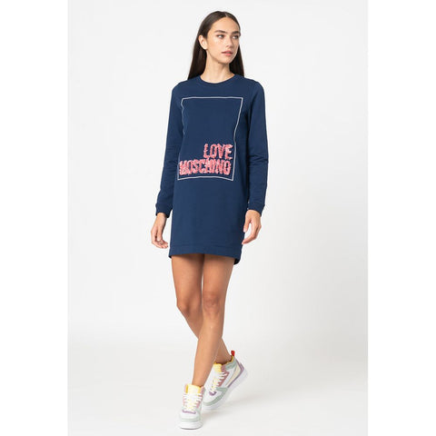 Blue Cotton Women Dress Love Moschino