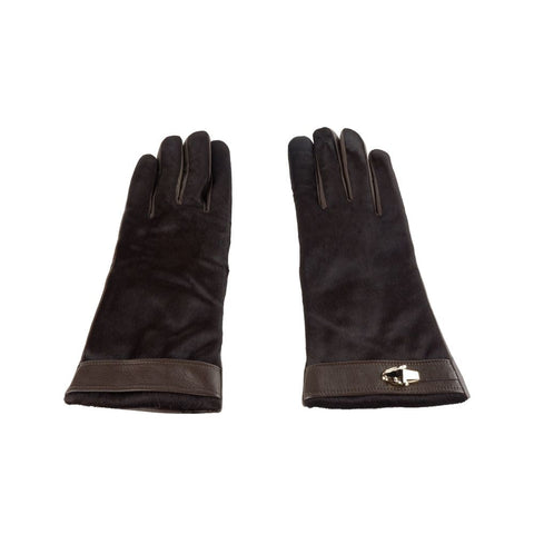 Brown Cowhide Women Glove Cavalli Class