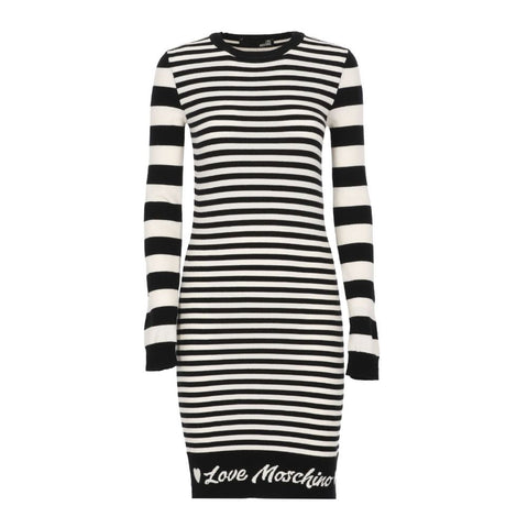 Elegant Striped Knit Dress with Long Sleeves Love Moschino