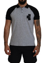 Dsquared² Gray Black Cotton Short Sleeves Collared T-shirt