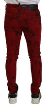 Dsquared² Red Cotton Tie Dye Skinny Casual Men Denim Jeans
