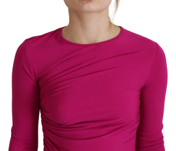 Dsquared² Fuchsia Viscose Long Sleeves Ruched Mini Dress