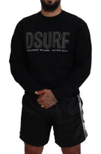 Dsquared² Black Cotton Printed Long Sleeves Pullover Sweater