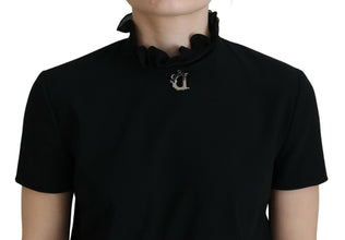 Dsquared² Black Polyester Short Sleeves Sheath Mini Dress