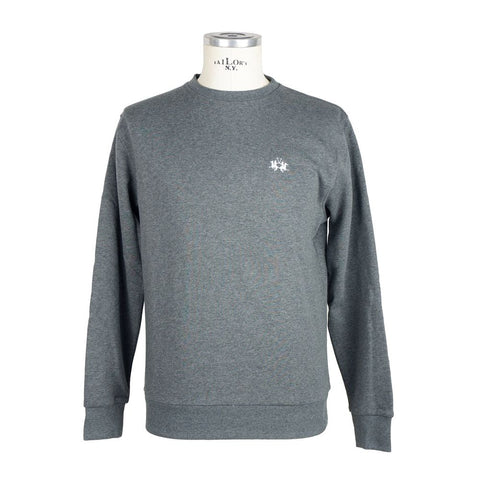 Gray Cotton Men Sweater La Martina