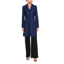 Blue Wool Women Coat Love Moschino