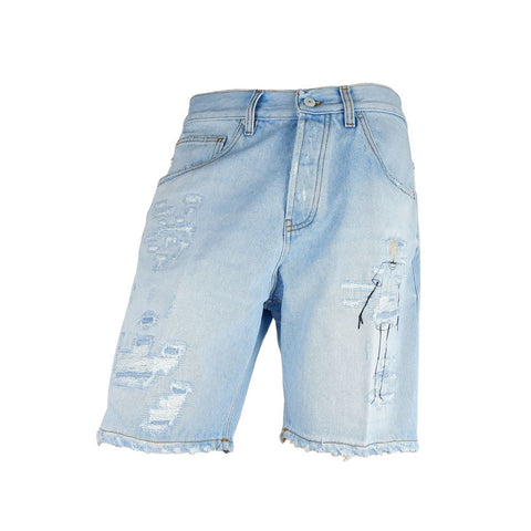 Blue Cotton Men's Bermuda Shorts Don The Fuller