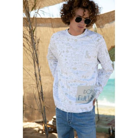 White Cotton Men Sweater Don The Fuller
