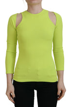 Dsquared² Yellow Green Viscose Open Shoulder Long Sleeves Top