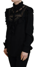 Dsquared² Black Lace Trim Turtle Neck Long Sleeves Top