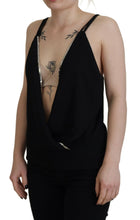 Dsquared² Black Embellished Deep V-neck Sleeveless Tank Top