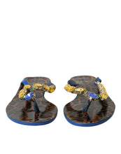 Dolce & Gabbana Blue Crystal Calf Leather Beachwear Shoes
