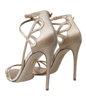Dolce & Gabbana Beige Leather Strappy Heels Sandals Shoes