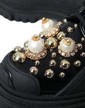 Dolce & Gabbana Black Leather Trekking Derby Embellished Shoes