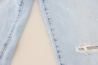 Dsquared² Blue Tattered Mid Waist Cropped Twiggy Denim Jeans