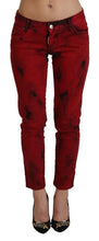 Dsquared² Red Low Waist Cotton Stretch Skinny Pants