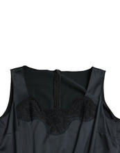 Dolce & Gabbana Black Polyester Lace Trim Sheath Midi Dress