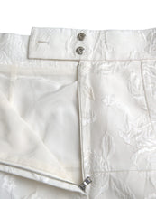 Dolce & Gabbana White Floral Brocade Embellished Mini Skirt