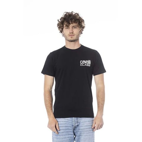 Black Cotton Men T-Shirt Cavalli Class