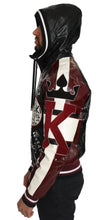 Dolce & Gabbana Black Bordeaux Hooded Leather DG King of Love Jacket