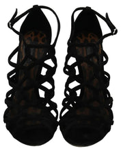 Dolce & Gabbana Black Suede Ankle Strap Stiletto Shoes