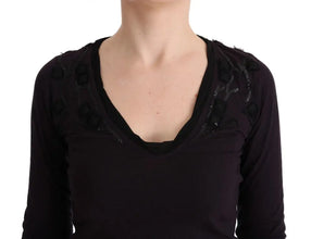 Purple V-neck Cotton T-shirt Costume National