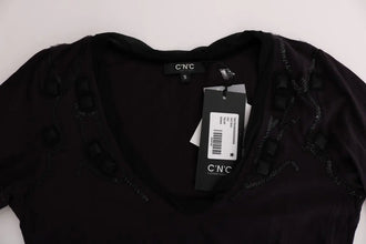 Purple V-neck Cotton T-shirt Costume National